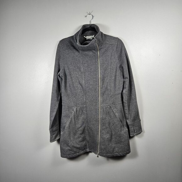 Athleta Jacket Full Zip Up Thumb Holes Heather Gray Women's Medium Pockets - Picture 1 of 6